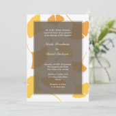秋の銀杏葉の灰色の金結婚の秋 招待状 (スタンド正面)