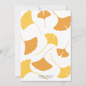 秋の銀杏葉の灰色の金結婚の秋 招待状 (裏面)