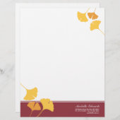 秋の銀杏葉の黄金色のマルーン レターヘッド (正面/裏面)