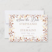 秋の錆と茶色のボホモダン日付カードを保存 セーブザデート (正面)