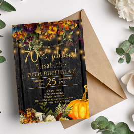 秋の錆びた花を飾った、素朴なスタイルの70歳の誕生日パーティー、素敵な70年 招待状