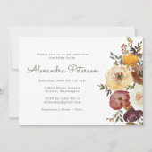 秋の錆び水カラーフラワーズブライダルシャワー 招待状 (正面)