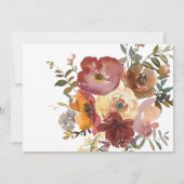 秋の錆び水カラーフラワーズブライダルシャワー 招待状 (裏面)