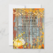 秋の錆ライトカボチャ牡丹結婚の 招待状 (正面)