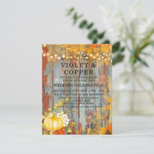 秋の錆ライトカボチャ牡丹結婚の 招待状 (スタンド正面)
