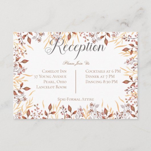 秋の錆&ブラウンボホモダン披露宴結婚ズ エンクロージャーカード (正面)