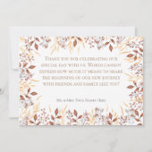 秋の錆&ブラウンボホモダン結婚ズ サンキューカード (裏面)