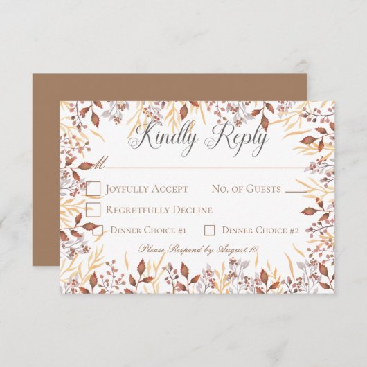 秋の錆&ブラウンボホモダン結婚ズ 出欠カード (正面/裏面)