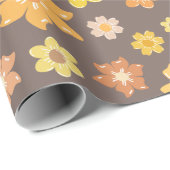 秋の開花とゴールデンフラワーシームレス誕生日 ラッピングペーパー (ロールコーナー)