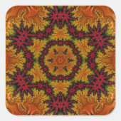 秋の開花のフラクタル スクエアシール (正面)