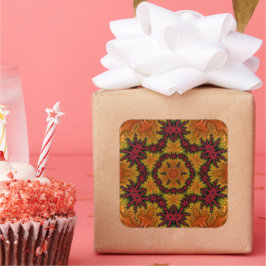 秋の開花のフラクタル スクエアシール