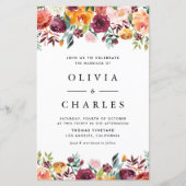 秋の開花ガーランド秋の結婚式招待状 (正面)