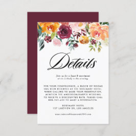 秋の開花ガーランド秋の結婚式詳細 エンクロージャーカード