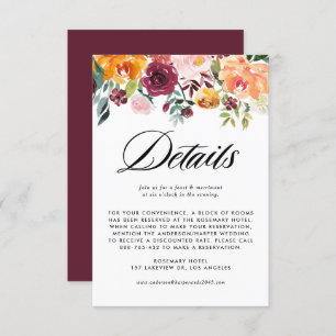 秋の開花ガーランド秋の結婚式詳細 エンクロージャーカード