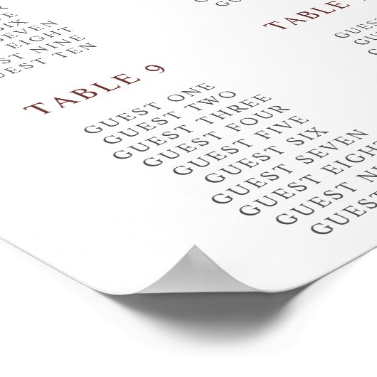 秋の開花ズ結婚・ブルゴーニュのシーティングプラン ポスター (角)