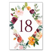 秋の開花ダイヤモンドフローラフレーム秋の結婚式 テーブルナンバー (正面)