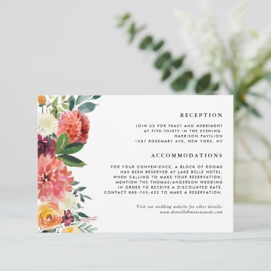 秋の開花フローラガーランド秋の結婚式詳細 エンクロージャーカード (スタンド正面)