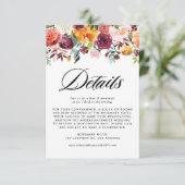 秋の開花フローラガーランド秋の結婚式詳細 エンクロージャーカード (スタンド正面)