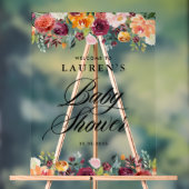 秋の開花フローラベビーシャワーウェルカム アクリルサイン (ニュートラル)