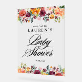 秋の開花フローラベビーシャワーウェルカム アクリルサイン (傾斜)