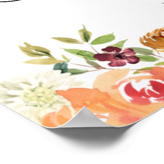 秋の開花フローラベビーシャワーウェルカム ポスター (角)