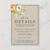 秋の開花フローラ秋オレンジグリーン結婚ズ エンクロージャーカード (正面)