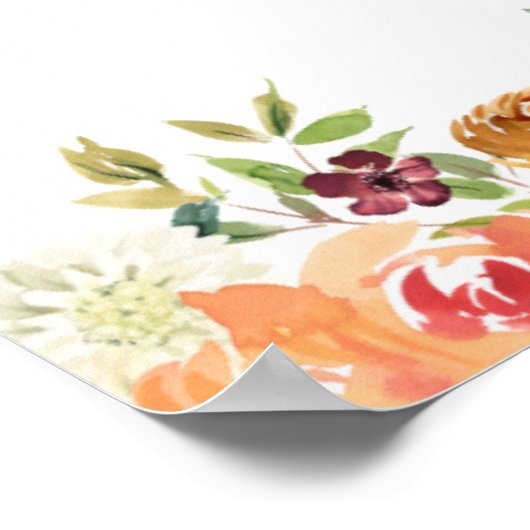 秋の開花フローラ誕生日パーティーへようこそ ポスター (角)