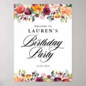 秋の開花フローラ誕生日パーティーへようこそ ポスター (正面)