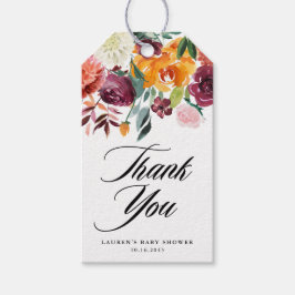秋の開花フローラ赤ちゃんシャワーありがとう ギフトタグ