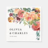 秋の開花ブーケ秋の結婚式 スタンダードカクテルナプキン (正面)