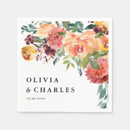 秋の開花ブーケ秋の結婚式 スタンダードカクテルナプキン