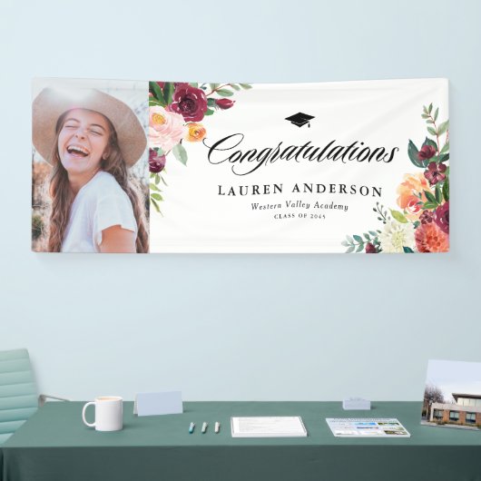 秋の開花ブーケ秋卒業写真 横断幕 (トレードショー)