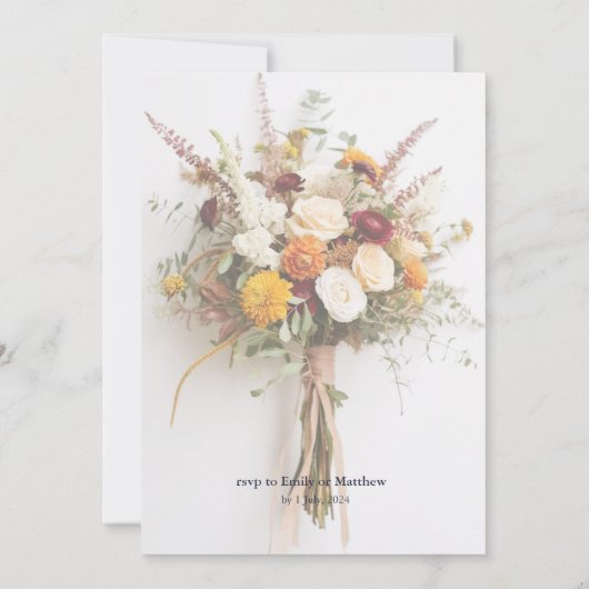 秋の開花ボホ結婚式招待状 招待状 (裏面)