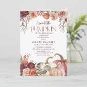 秋の開花'小さなカボチャ'赤ちゃんシャワー 招待状 (スタンド正面)