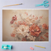 秋の開花、混合メディアフローラ 薄葉紙 (クラフト)