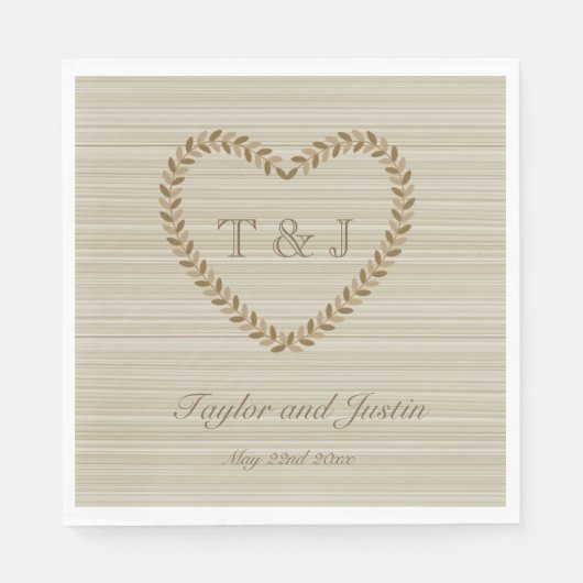 秋の離れハートモノグラ結婚ムのナプキン スタンダードランチョンナプキン (正面)