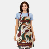 秋の離れ抽象芸術エプロン付き名前をカスタムする エプロン (着用した状態)