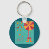 秋の雨靴と傘の紅葉 キーホルダー (裏面)