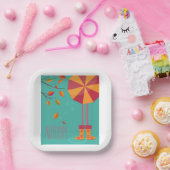 秋の雨靴と傘の紅葉 ペーパープレート (パーティー)