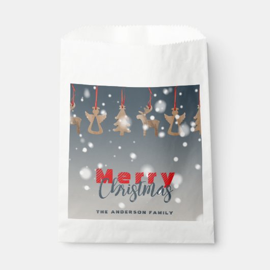 秋の雪片と木のオーナメントクリスマス フェイバーバッグ (正面)