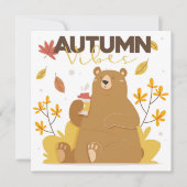 秋の雰囲気のコーヒーくま サンキューカード (正面)