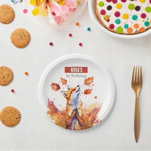 秋の雰囲気キツネ – 誕生日パーティー – ペーパープレート