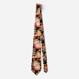 秋の雰囲気パターンポルクパインブラックBG ネクタイ