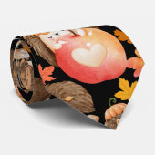 秋の雰囲気パターンポルクパインブラックBG ネクタイ (ロール)