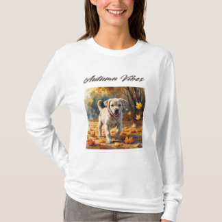 秋の雰囲気ラブラドールパピーTシャツ Tシャツ