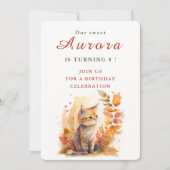 秋の雰囲気 キッテン - 誕生日招待状カード 招待状 (正面)