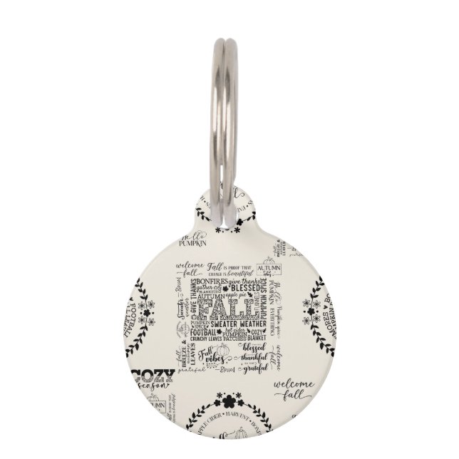 秋の雰囲気 ラウンド ペット タグ - カスタマイズ可能 (正面)