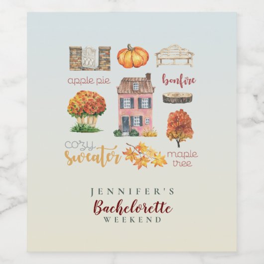 秋の雰囲気 ラスティック ウォーターカラー ブライズテイル パーティー ワインラベル (シングルラベル)