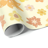 秋の雰囲気：黄金の花のシームレスな感謝祭 ラッピングペーパー (ロールコーナー)