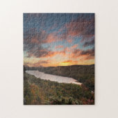 秋の雲の湖の鮮やかな日の出 ジグソーパズル (縦)